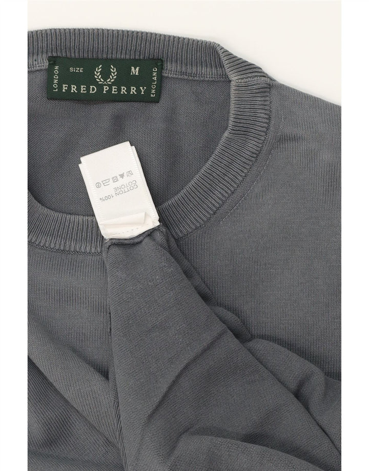 FRED PERRY Herren-Pullover mit Rundhalsausschnitt, mittelgraue Baumwolle