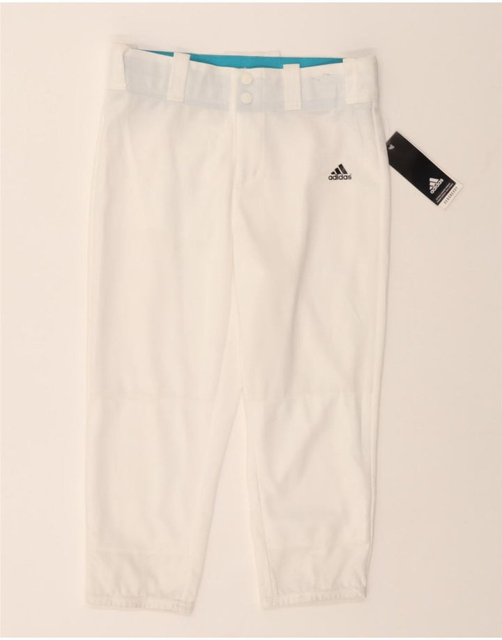 ADIDAS Boys Capri Trousers 13-14 Years W28 White Polyester Vintage Adidas and Second-Hand Adidas from Messina Hembry 