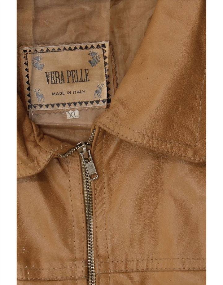 Vintage Damen Lederjacke UK 18 XL Beige Leder