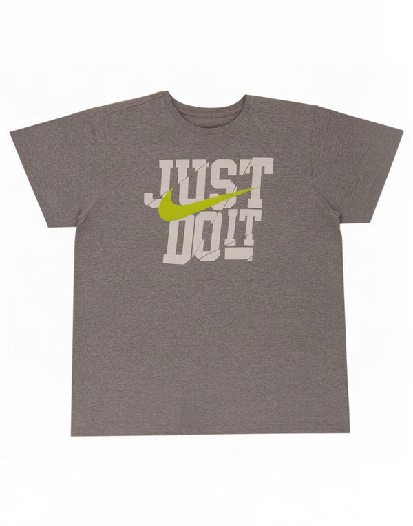 Nike Damen Athletic Cut Graphic T-Shirt Top UK 16 Large Grau Baumwolle