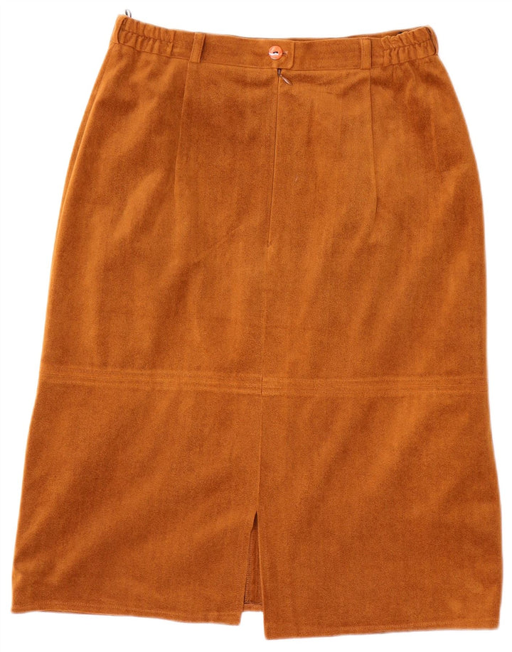 Vintage Damen Velours gerader Rock Medium W28 Braun Polyester