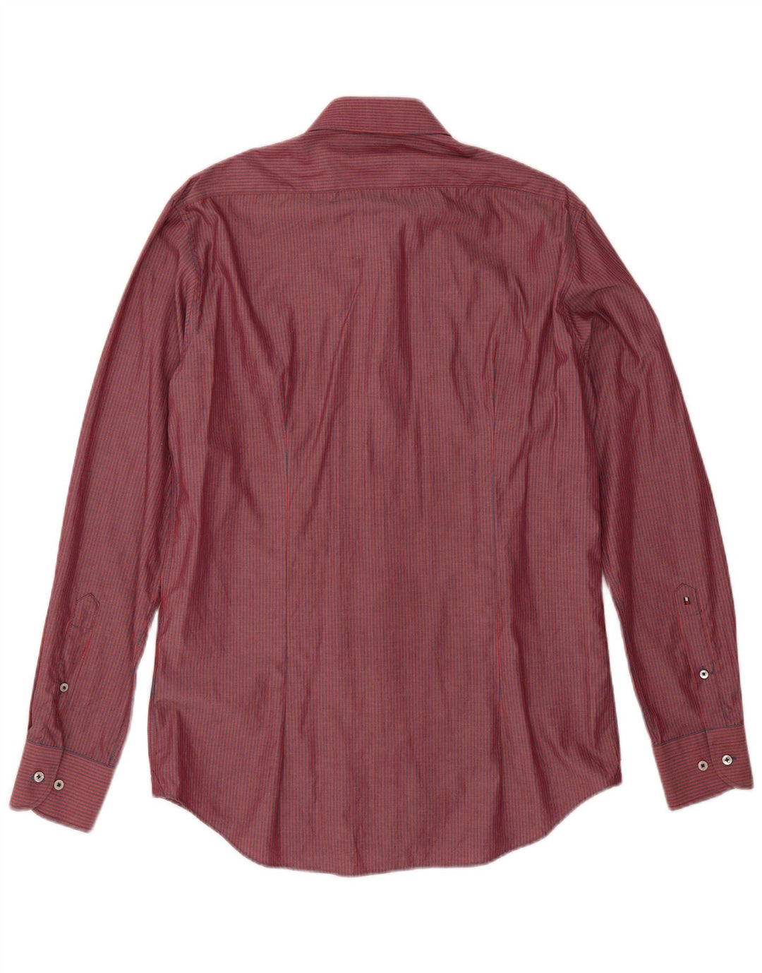 Tommy Hilfiger Maßgeschneidertes Herrenhemd, Größe 40 15 3/4 Mittelroter Nadelstreifen
