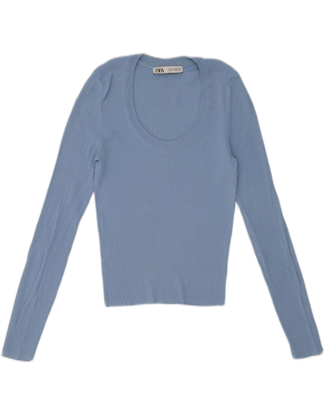 Zara Damen Langarmshirt Langarm UK 12 Mittelblau