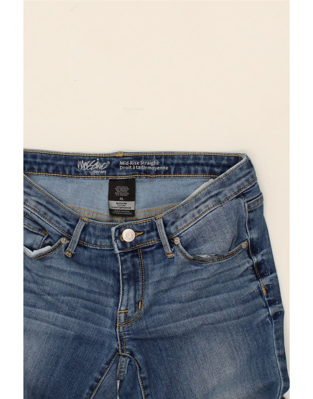 MOSSIMO Womens Mid Rise Straight Jeans US 4 Small W28 L34  Blue Cotton Vintage Mossimo and Second-Hand Mossimo from Messina Hembry 