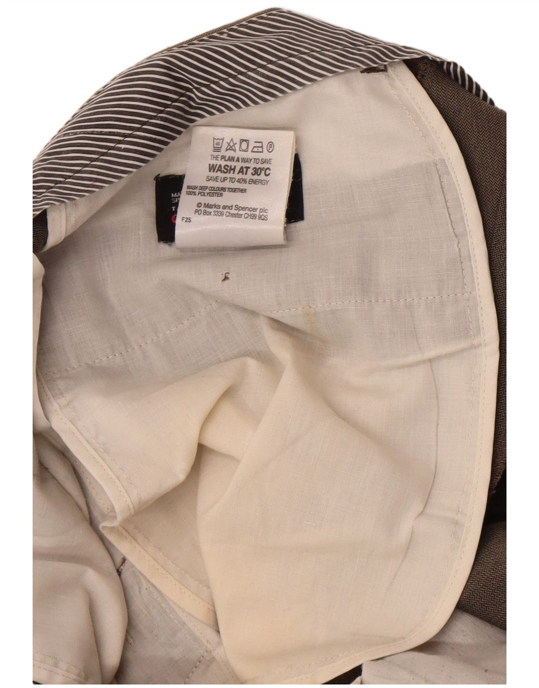 Gerade Herren-Anzughose von Marks & Spencer, W34, L29, braunes Fischgrätenmuster