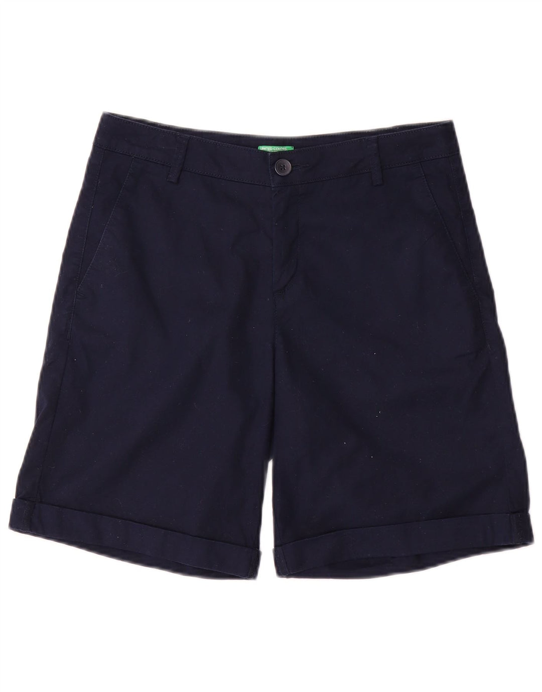 BENETTON Damen Chinoshorts UK 8 Small W28 Marineblaue Baumwolle