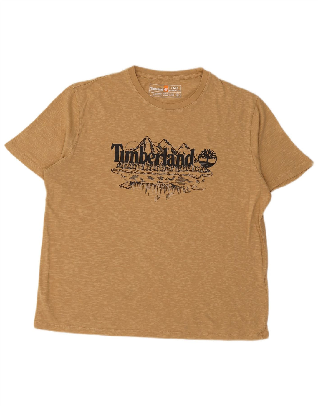 TIMBERLAND Herren Authentisches grafisches T-Shirt-Oberteil aus mittelbeiger, gesprenkelter Baumwolle