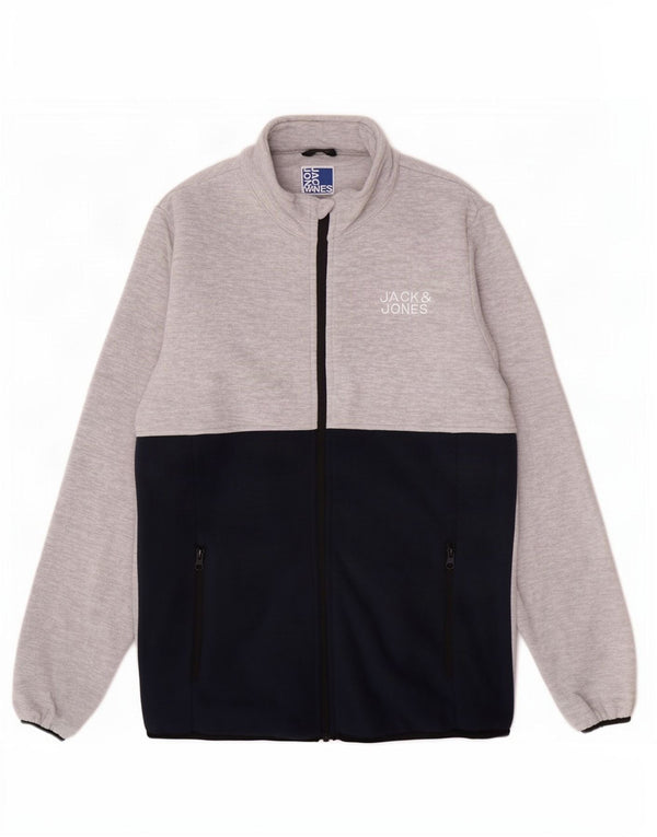 Jack & Jones Fleecejacke für Jungen, 15–16 Jahre, graues Colourblock-Polyester