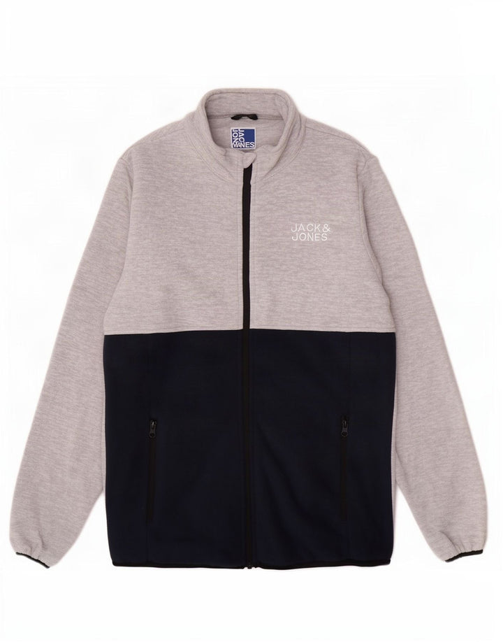 Jack & Jones Fleecejacke für Jungen, 15–16 Jahre, graues Colourblock-Polyester