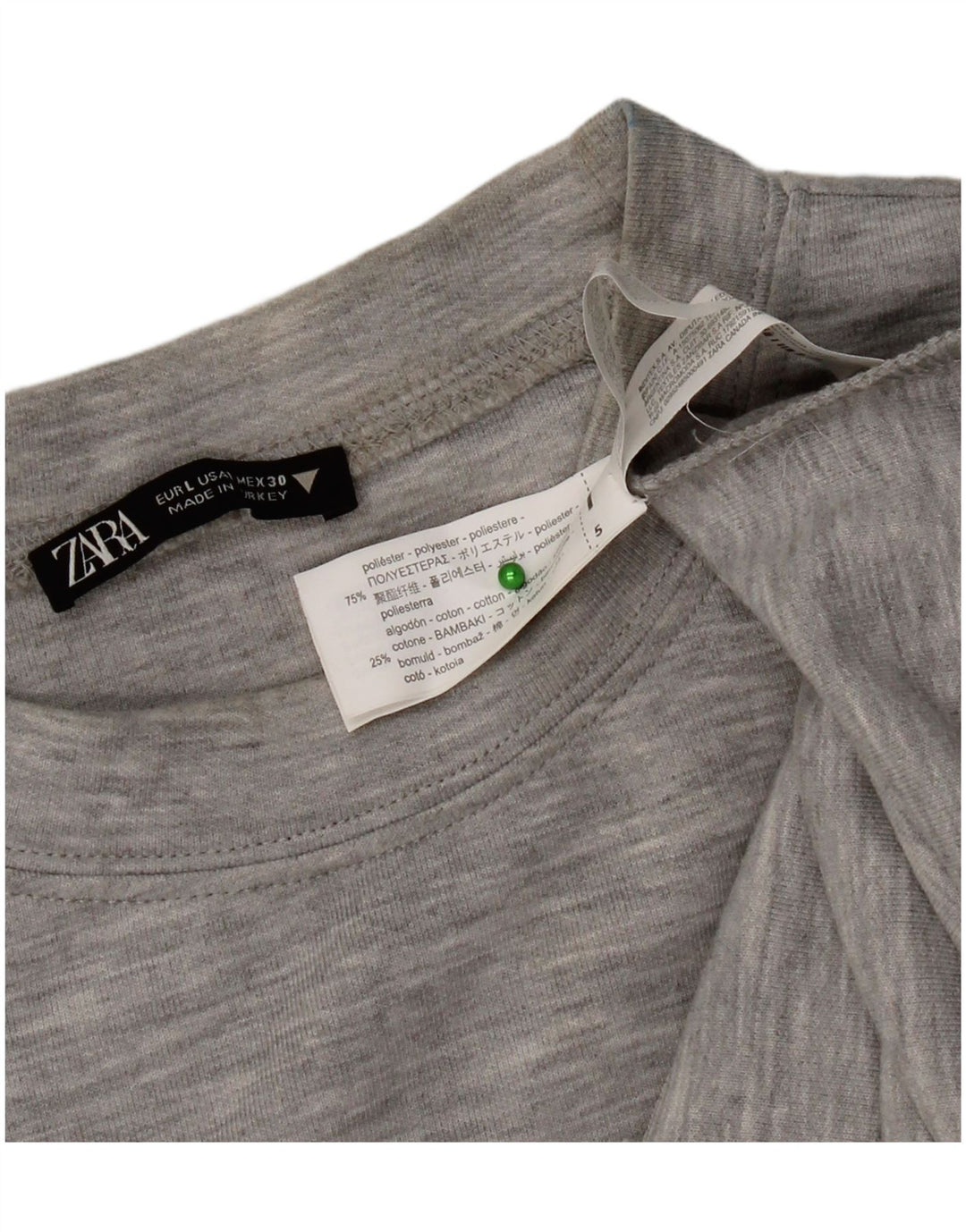 Zara Damen T-Shirt Top UK 16 Large Grau geflecktes Polyester