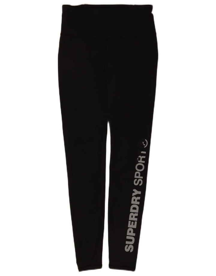 Superdry Damen-Leggings mit Grafik, UK 10, Größe S, Schwarz, Polyester