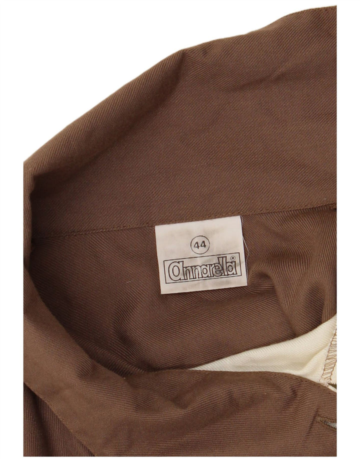 Vintage Damen Langarm-Bluse Top EU 44 XL Braunes Colourblock-Polyester