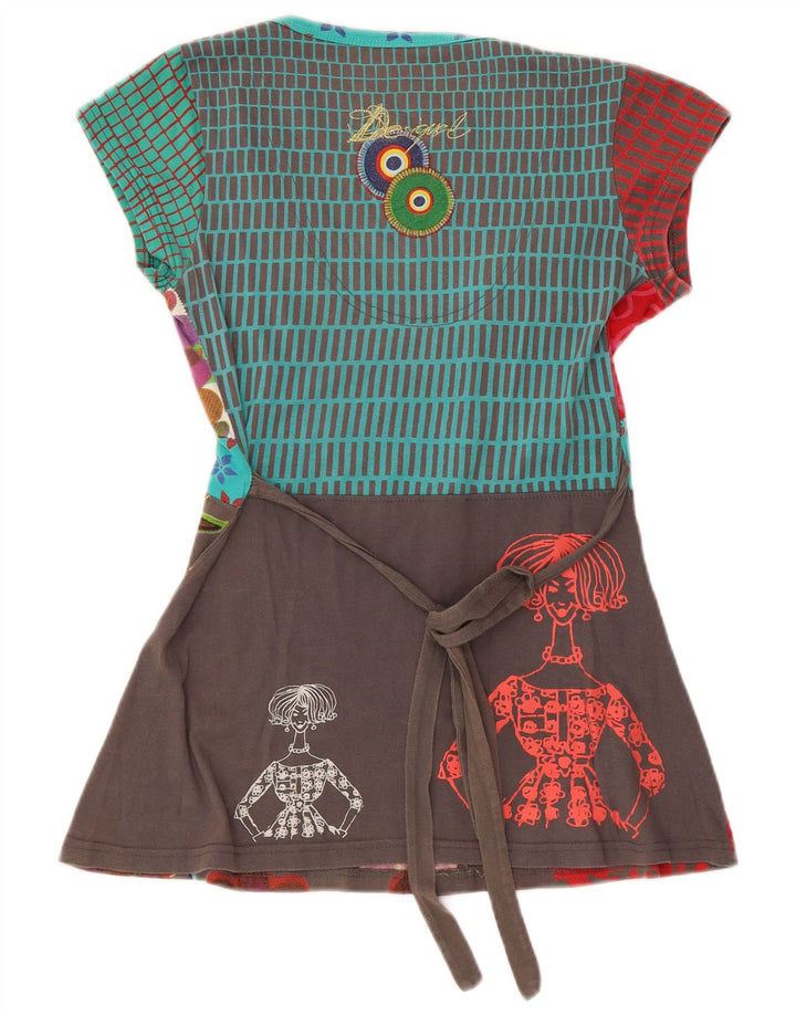 Desigual Damen Tunika-Top UK 12 Medium Mehrfarbig mit Blumenmuster