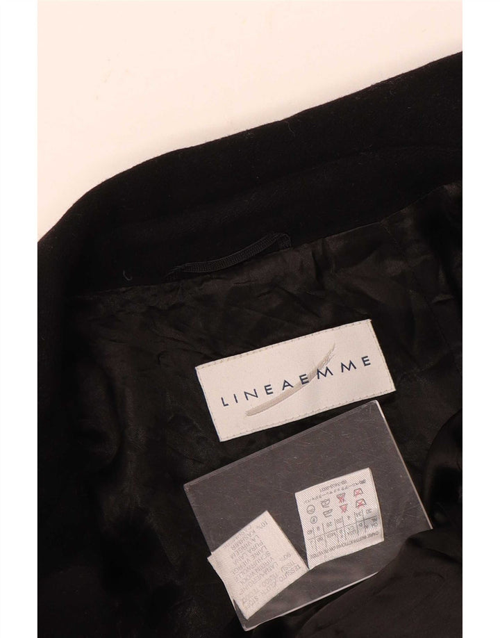 Lineaemme Damen Zweireihiger Mantel UK 8 Small Schwarze Wolle