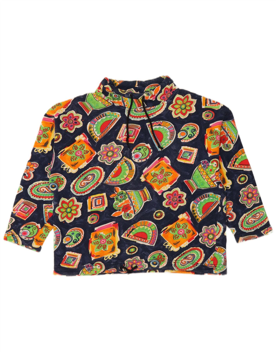 BENETTON Mädchen-Sweatshirt-Pullover, 11–12 Jahre, groß, Marineblau mit Blumenmuster