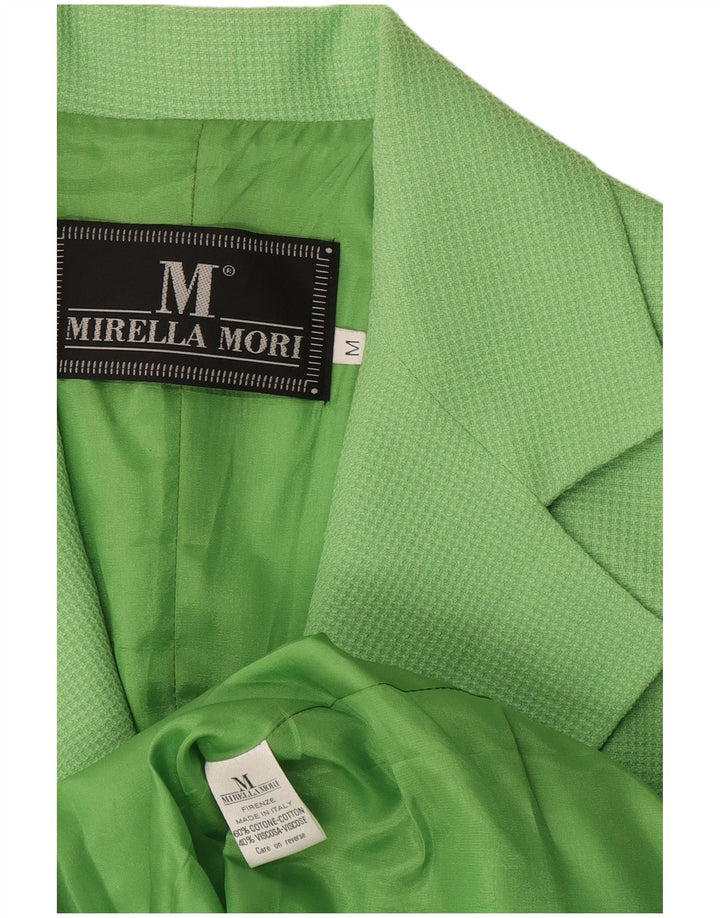 Mirella Mori Damen 3-Knopf-Blazerjacke UK 14 Mittelgrüne Baumwolle