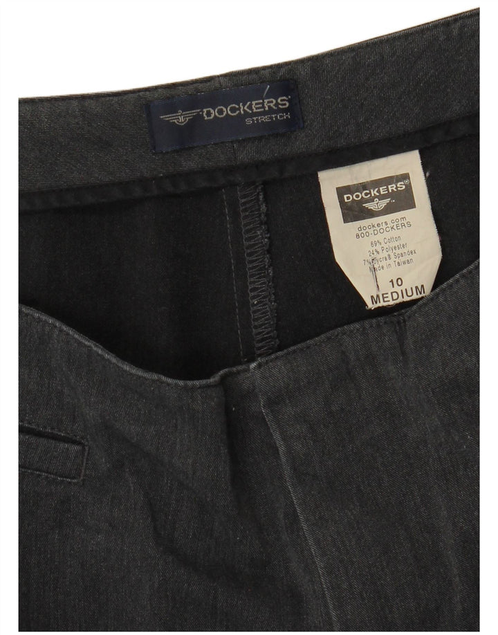DOCKERS Gerade Freizeithose für Damen, US 10, Größe L, W30, L30, graue Baumwolle