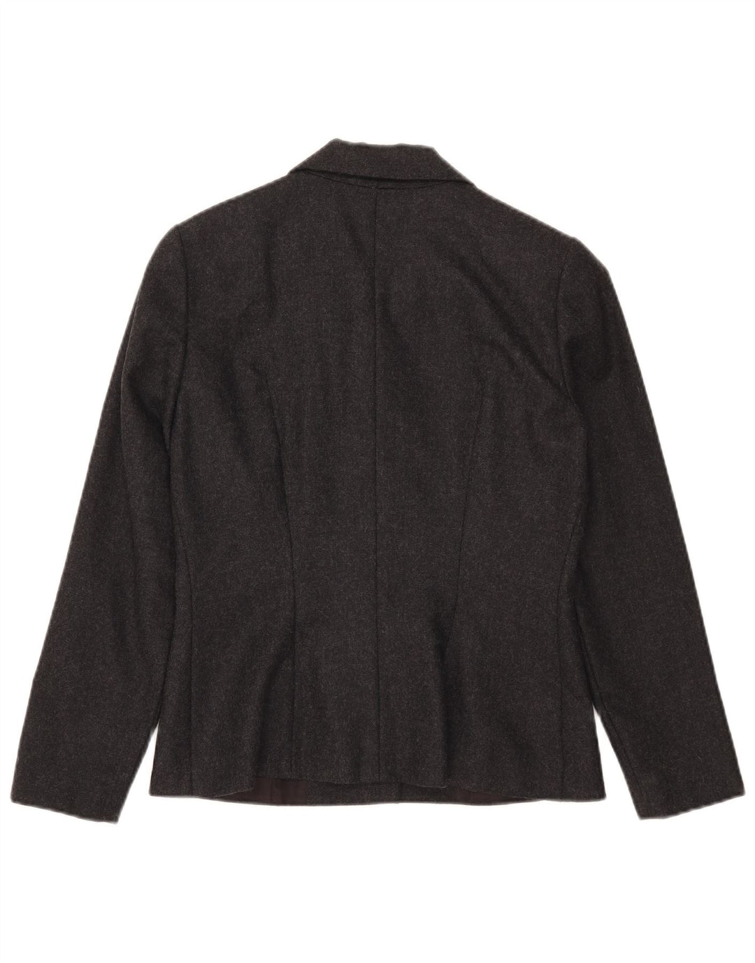 VINTAGE Damen 5-Knopf-Blazerjacke IT 44 Mittelgrau gesprenkelte Wolle