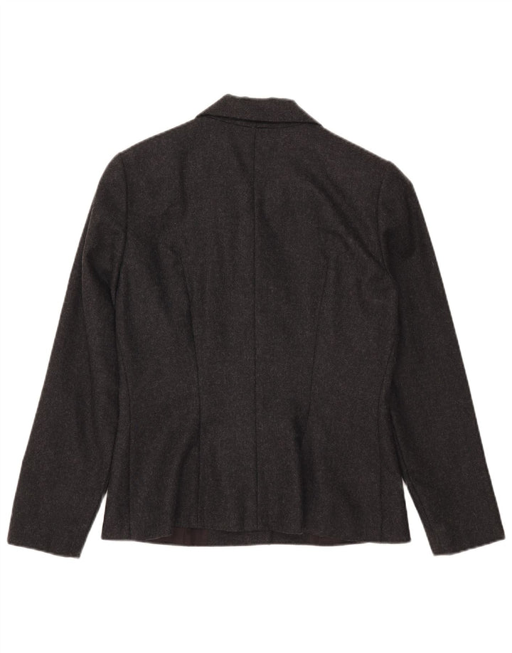 VINTAGE Damen 5-Knopf-Blazerjacke IT 44 Mittelgrau gesprenkelte Wolle