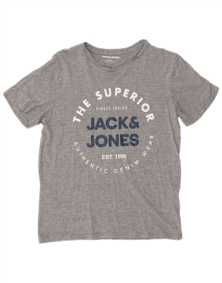 Jack & Jones Herren-T-Shirt mit Grafik, mittelgrau gesprenkelte Baumwolle