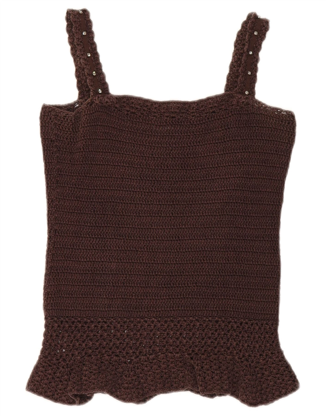Max & Co. Damen Crop Crochet Cami Top UK 12 Mittelbraun