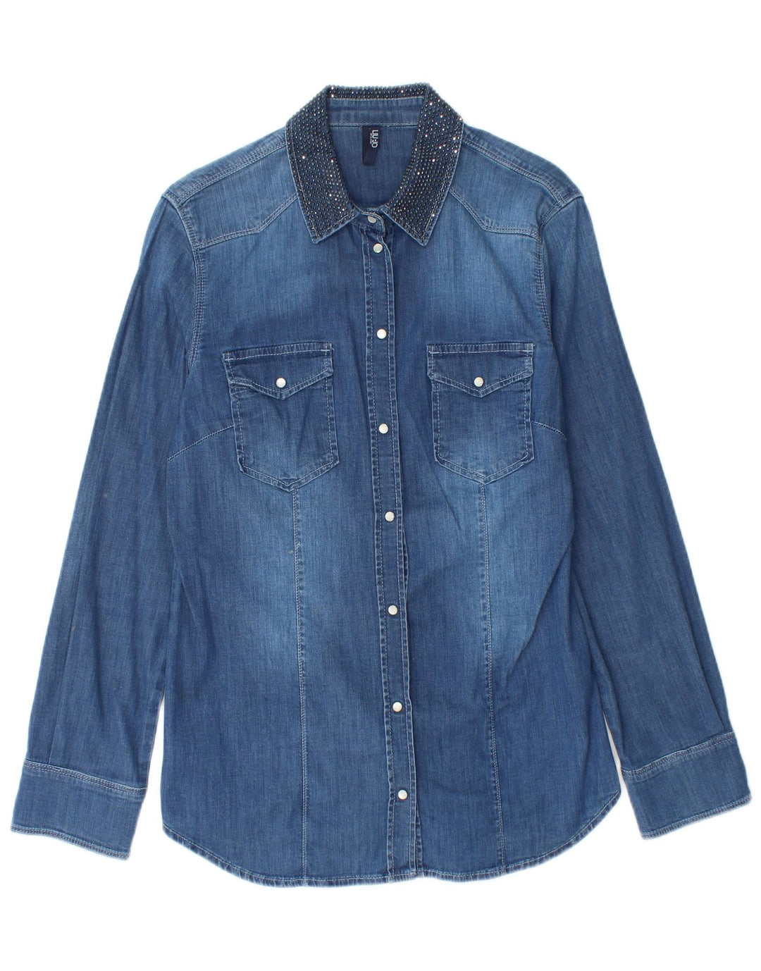 Liu Jo Damen Jeanshemd IT 46 Large Blaue Baumwolle