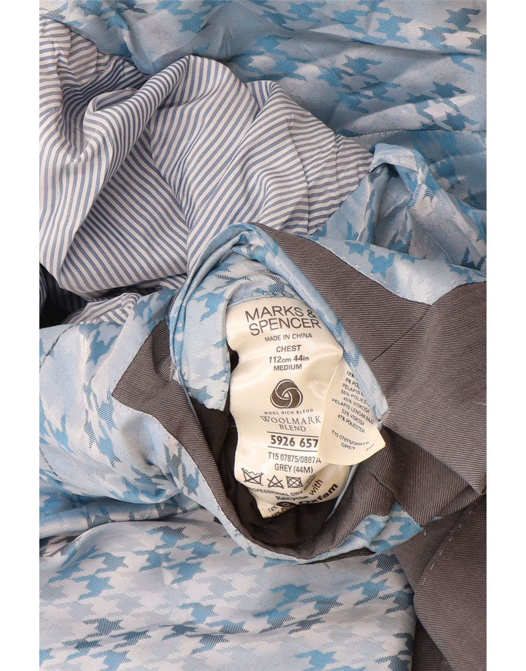 Marks & Spencer Herren-Blazer mit 2 Knöpfen, UK 38, mittelgraue Wolle