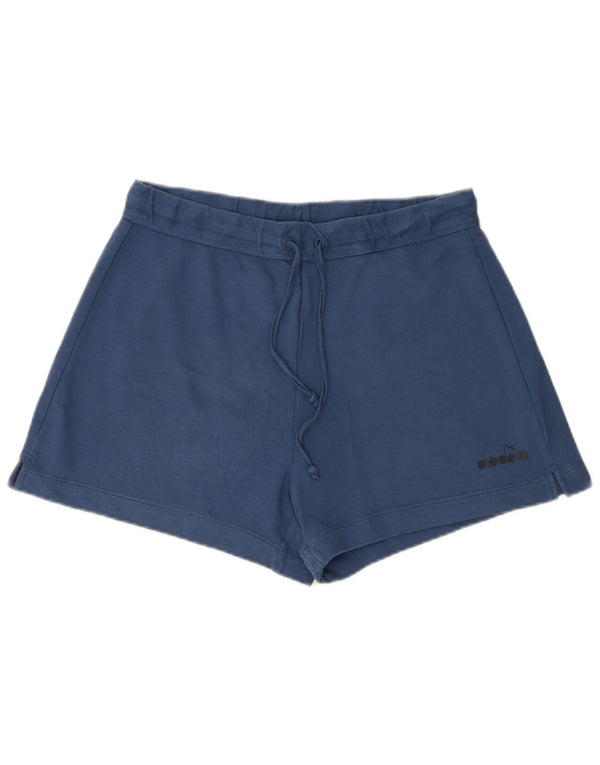 DIADORA Damen-Sportshorts mit hoher Taille, UK 14, Größe L, blau, Baumwolle