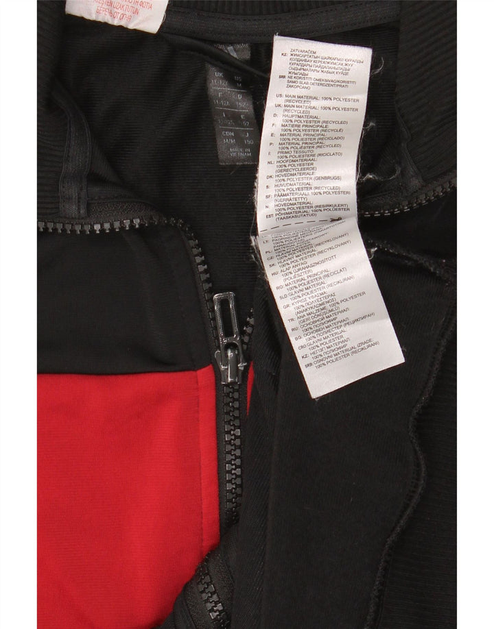 ADIDAS Jungen-Trainingsanzug-Top-Jacke, 11–12 Jahre, schwarzes Colourblock-Polyester