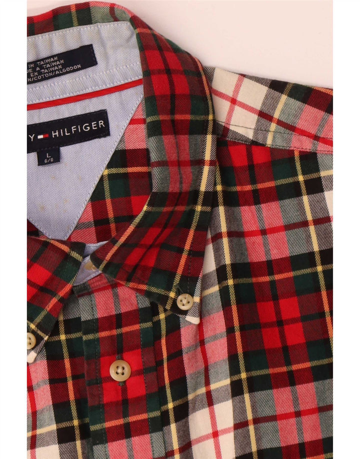 Tommy Hilfiger Herren-Flanellhemd, groß, rot kariert, Baumwolle