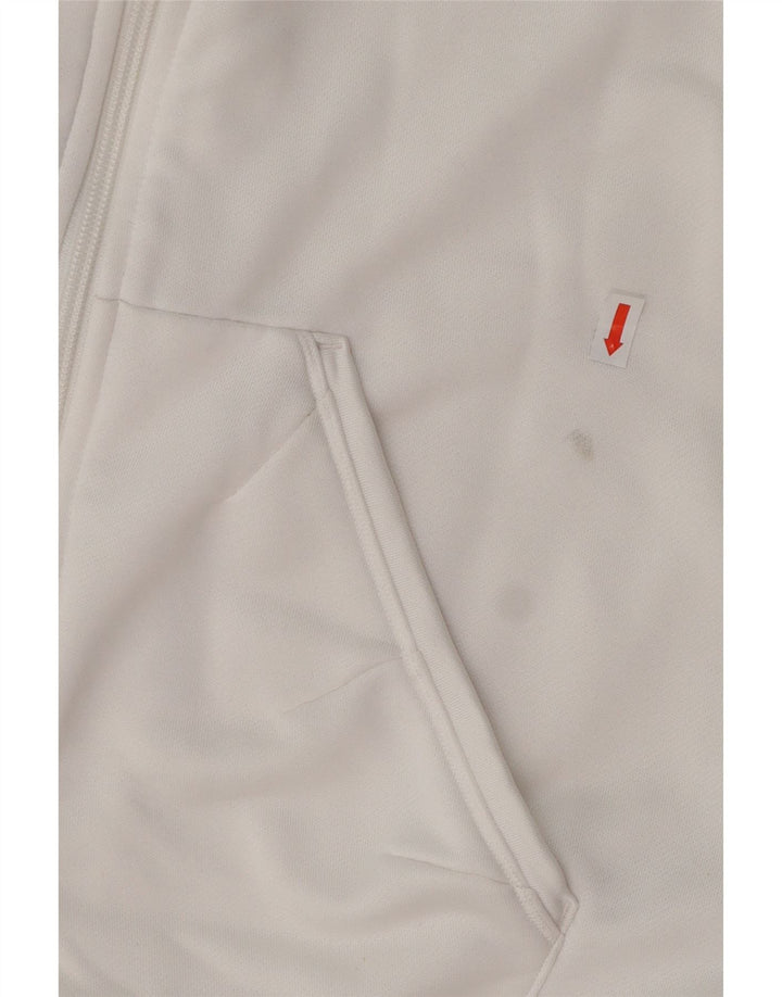 ADIDAS Damen-Kapuzenpullover mit Reißverschluss, UK 16, groß, weißes Farbblock-Polyester