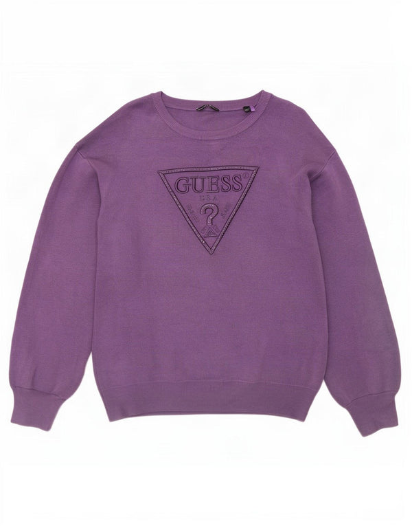 Guess Pullover mit grafischem U-Boot-Ausschnitt für Mädchen, 15–16 Jahre, violette Viskose