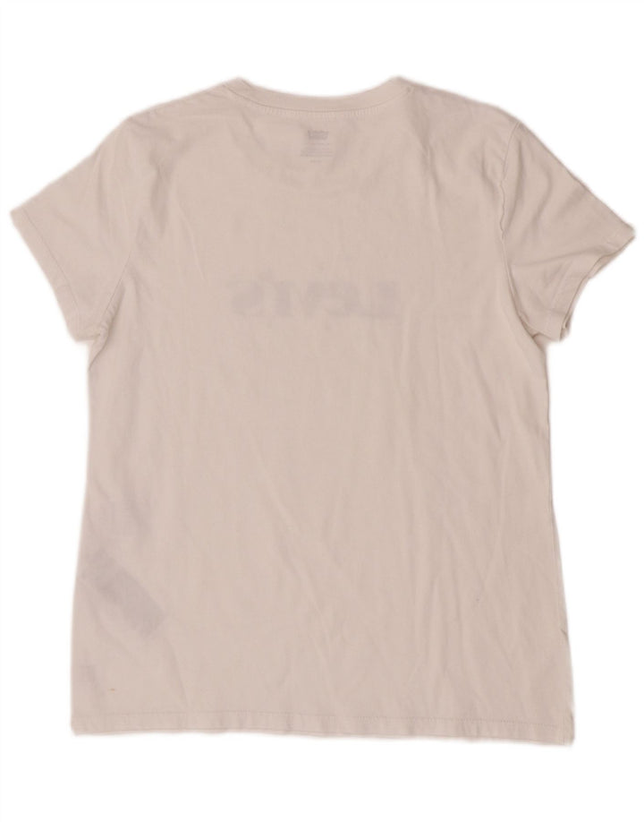 Levi's Womens Graphic T-Shirt Top UK 14 Mittelweiße Baumwolle