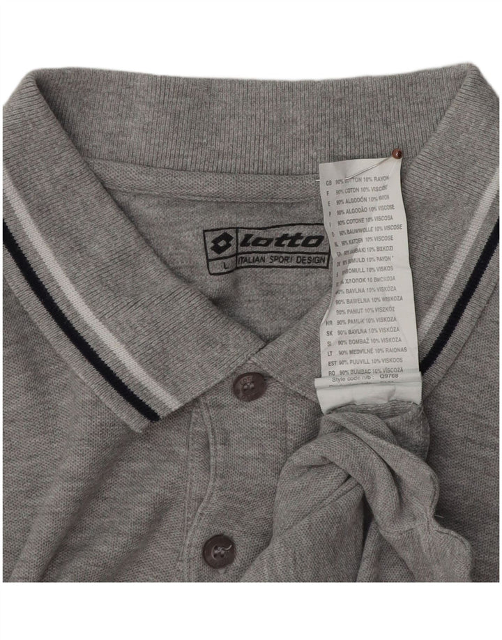 LOTTO Mens Polo Shirt Large Grey Cotton