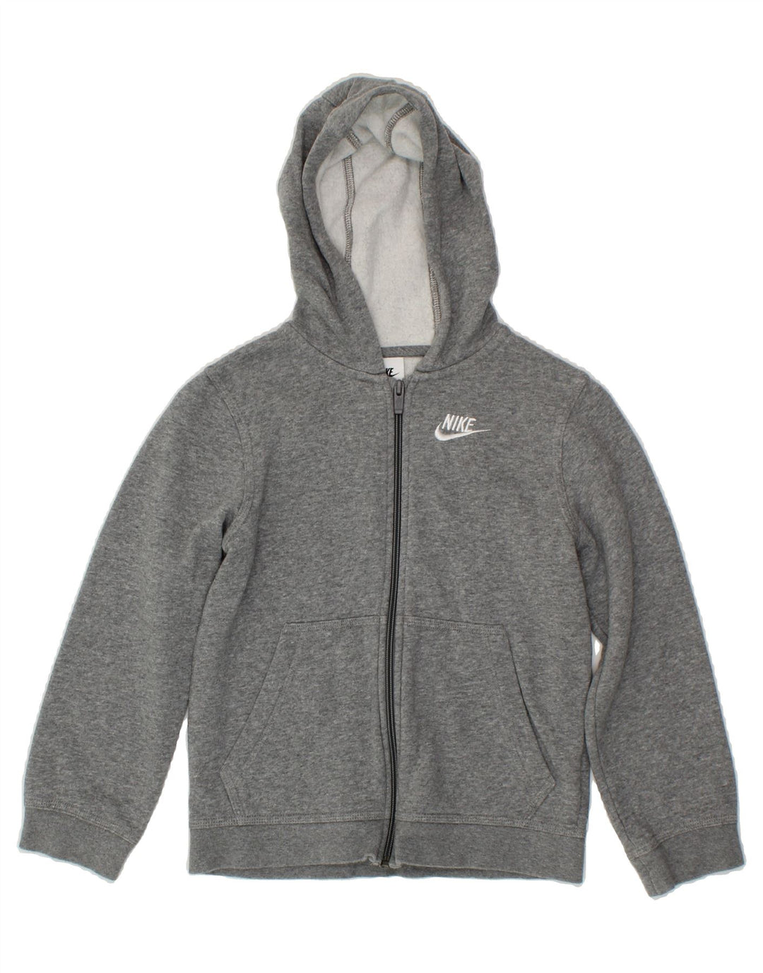 NIKE Boys Zip Hoodie Sweater 8-9 Years Small Grey Cotton Vintage Nike and Second-Hand Nike from Messina Hembry 