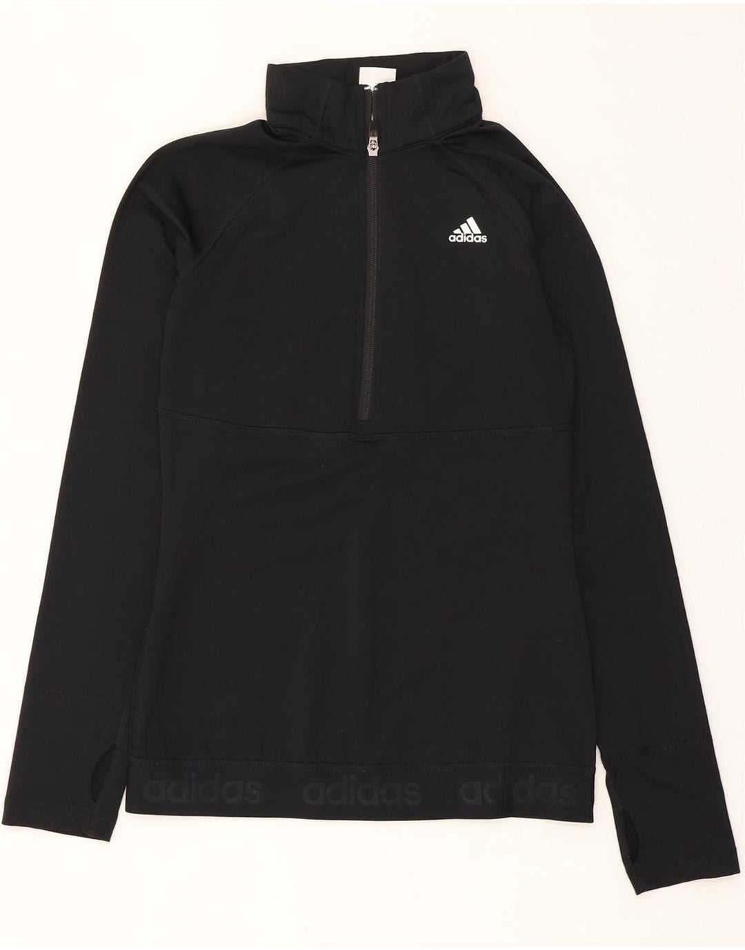 ADIDAS Womens Climawarm Graphic Pullover Tracksuit Top UK 8/10 Small Black Vintage Adidas and Second-Hand Adidas from Messina Hembry 