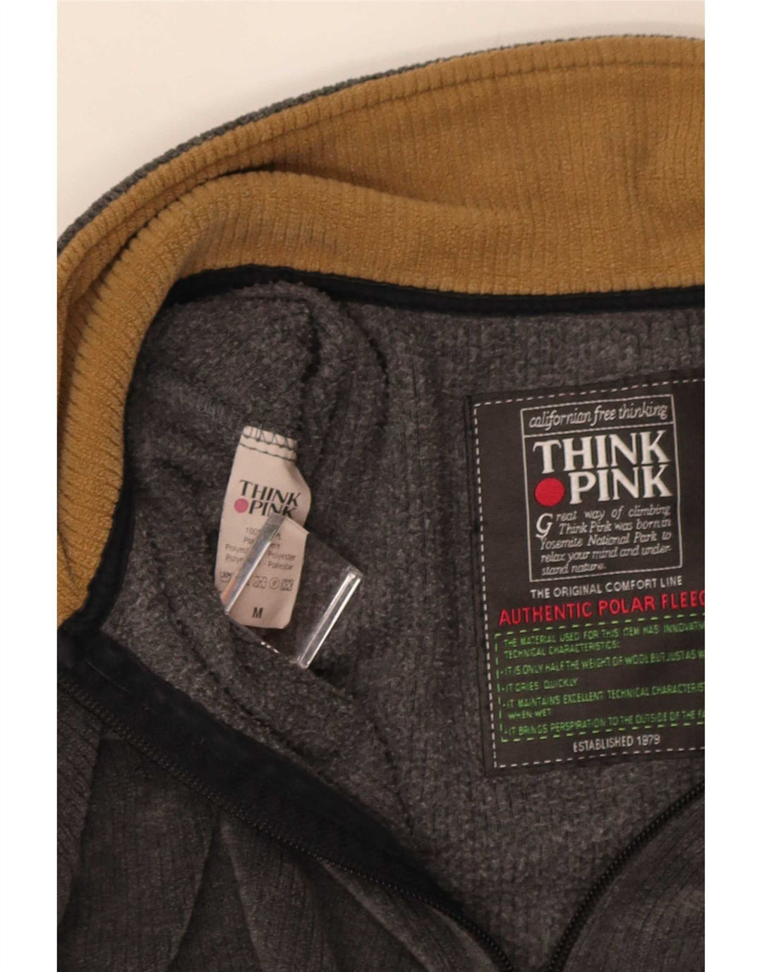 Think Pink Herren-Fleecepullover mit grafischem Reißverschluss und Reißverschluss in mittelgrauem Farbblockdesign