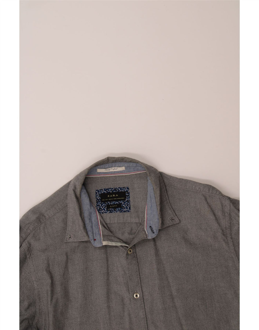 ZARA Mens Slim Fit Shirt Large Grey Cotton Vintage Zara and Second-Hand Zara from Messina Hembry 