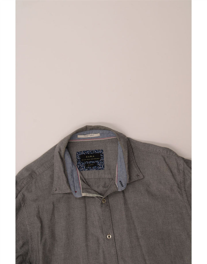 ZARA Mens Slim Fit Shirt Large Grey Cotton Vintage Zara and Second-Hand Zara from Messina Hembry 