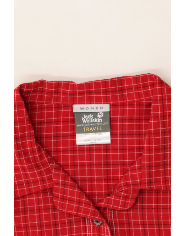 JACK WOLFSKIN Womens Short Sleeve Shirt UK 14/16 Large Red Check Polyester Vintage Jack Wolfskin and Second-Hand Jack Wolfskin from Messina Hembry 