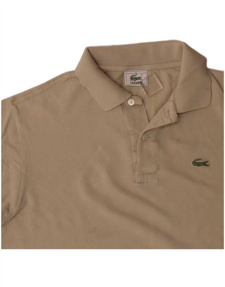 LACOSTE Herren-Poloshirt, Größe 5, große beige Baumwolle