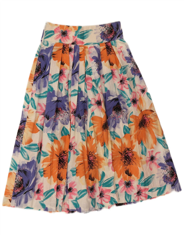 Vintage Damen Plissee ausgestellter Rock W26 Kleines mehrfarbiges Blumenmuster