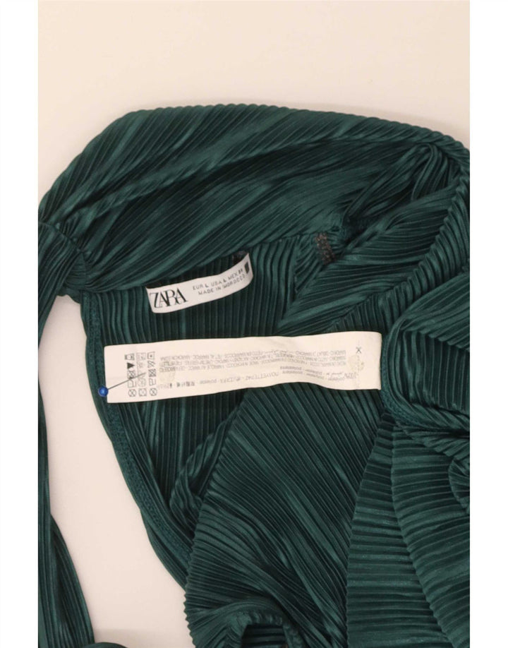 Ärmelloses Blusenoberteil für Damen von Zara, Gr. 44, groß, grün gestreift, aus Polyester