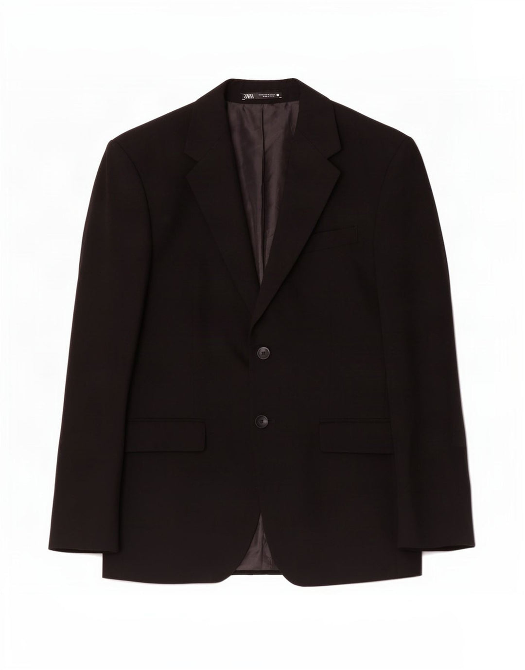 Zara Herren-Blazer mit 2 Knöpfen, EU 48, mittelschwarze Viskose