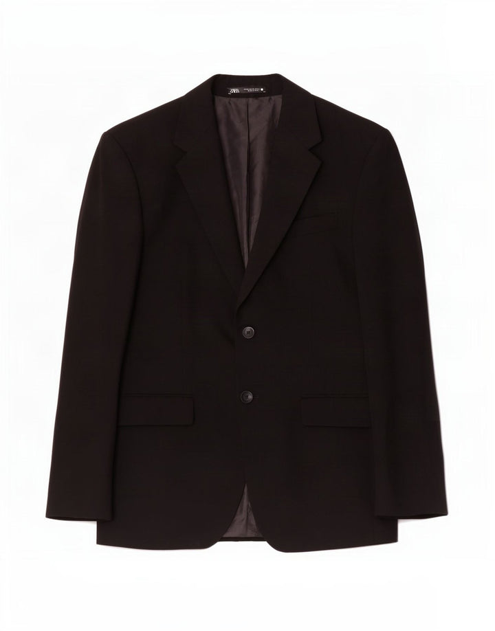 Zara Herren-Blazer mit 2 Knöpfen, EU 48, mittelschwarze Viskose