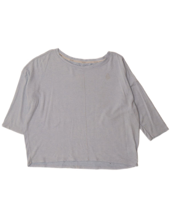 Calvin Klein Damen-Oversize-Top mit 3/4-Ärmeln, UK 18, XL, blaue Viskose