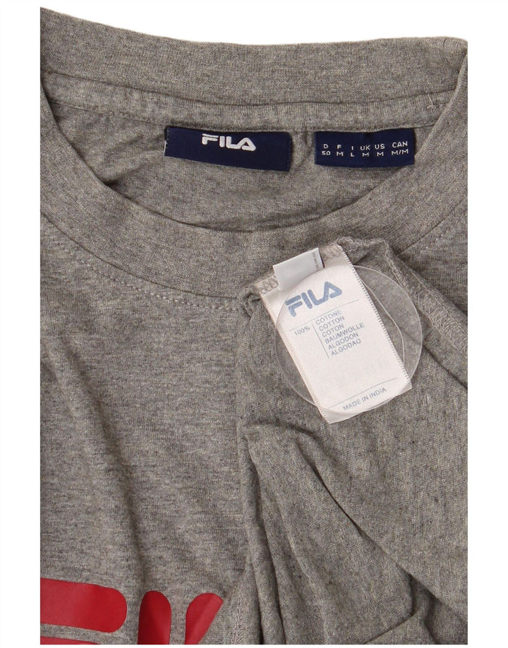 Fila Herren Grafik-Oberteil, langärmelig, mittelgraue Baumwolle