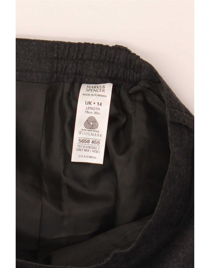 Marks & Spencer Damen Midirock UK 14 Medium W30 Graue Schurwolle