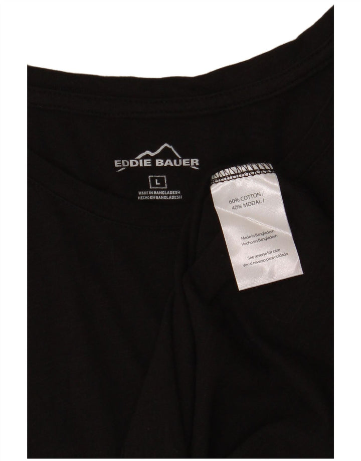 Eddie Bauer Damen T-Shirt Top UK 14 Large Schwarz Baumwolle