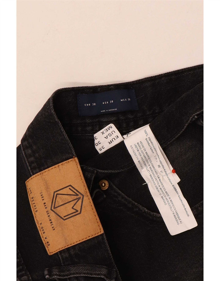 Zara Herren Jeansshorts EU 38 Small W30 Schwarze Baumwolle
